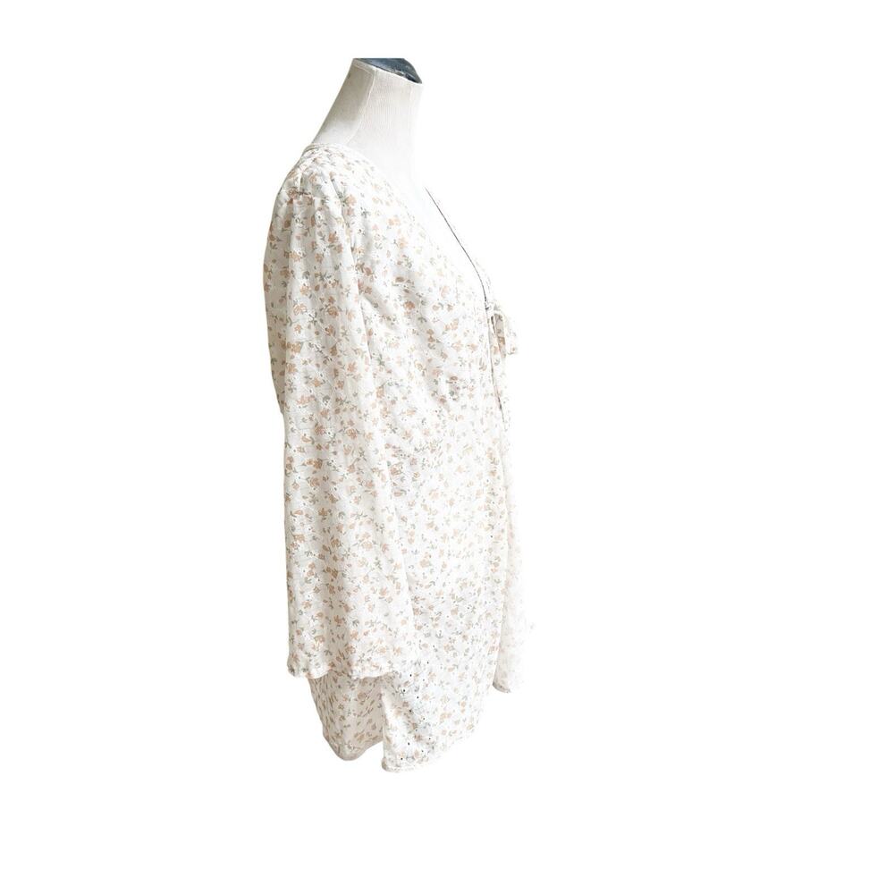 Diana Seger Handmade Eyelet Kimono Open Front Size L/XL Cottagecore Tie Front - Picture 4 of 11